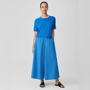 NWT Eileen Fisher Washed Organic Cotton Poplin Skirt Pant in blue, medium